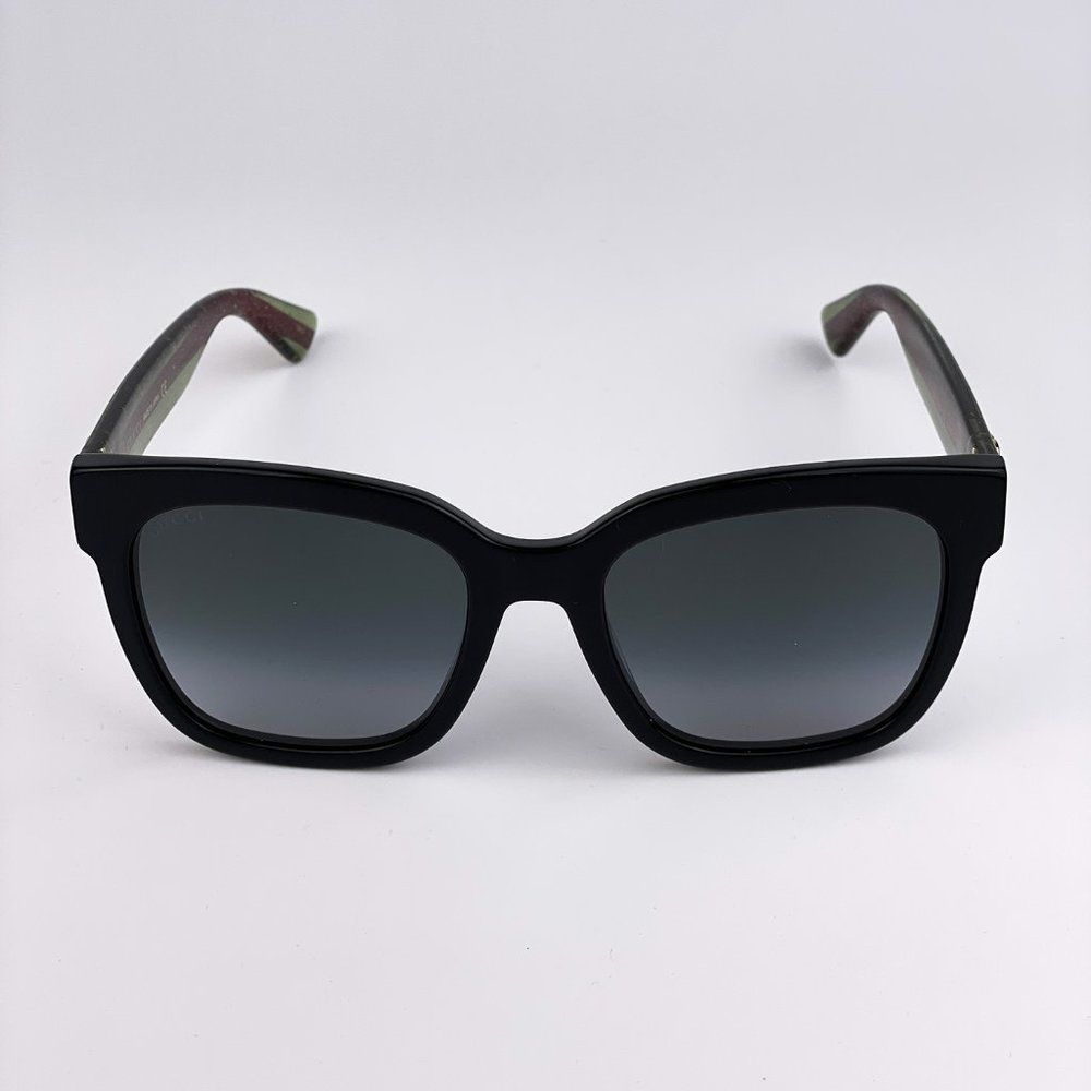 GUCCI GG0034SN 002 Sunglasses Black Green Red Grey Gradient Rectangle Women - Picture 5 of 10